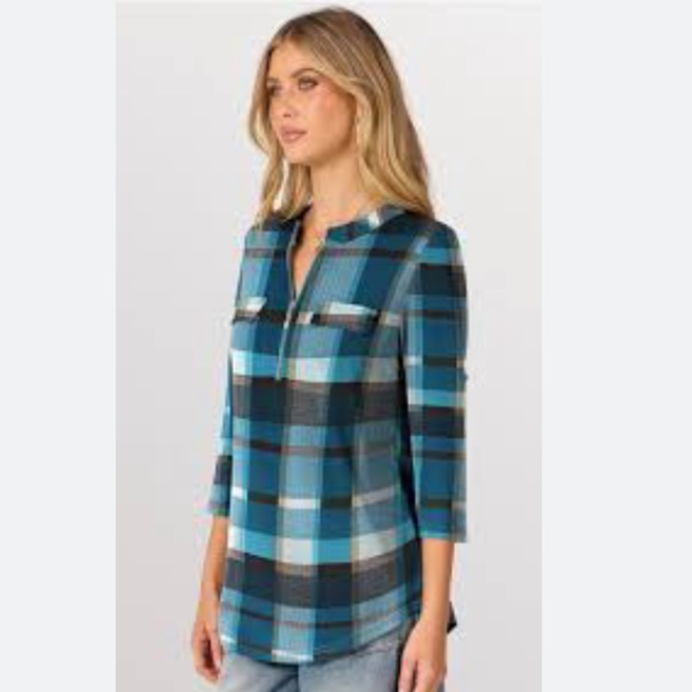 ❤️3X20 Ninedaily Women's 3/4 Sleeve Plaid Shirts | L